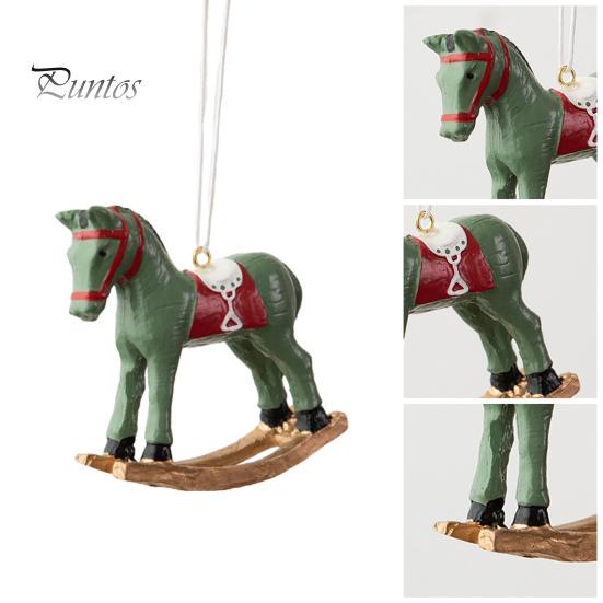 Рождественский кулон в стиле ретро, ​​милый цветной 3D мультяшный лошадка-качалка, подвесное украшение из смолы для рождественской елки, рождественское украшение для дома и праздника