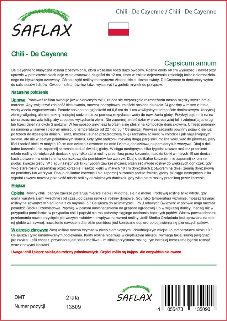 SAFLAX Garden in the Bag - Чили - Кайенский перец - 20 семян - С субстратом в подходящем пакете - Capsicum annum