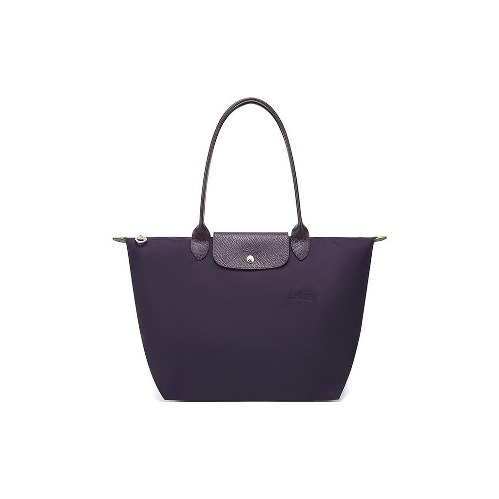 Longchamp Логотип Застежка-молния на кнопках Однотонная ткань Сумка-пельмень Женские сумки на руку Фиолетовый 1899919645