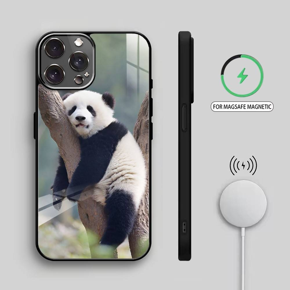 C-Cute Panda Phone Case For iPhone17,16,15,14,13,12,11 Plus,Pro Max Magnetic For Magsafe Wireless Charging