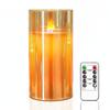 LED Glass Cup Pillar Candle | Real Wax | Amber Glass | Flameless Flickering Wick | Battery Operated | Remote Controlled | Home Decor