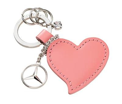 [Коллекция Mercedes-Benz] Оригинальный брелок-сердце, гладкая кожа, розовый