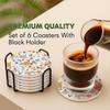 Керамические подставки с матовым покрытием сверху и пробковой основой | Подставки для чашек Набор из 6 штук |