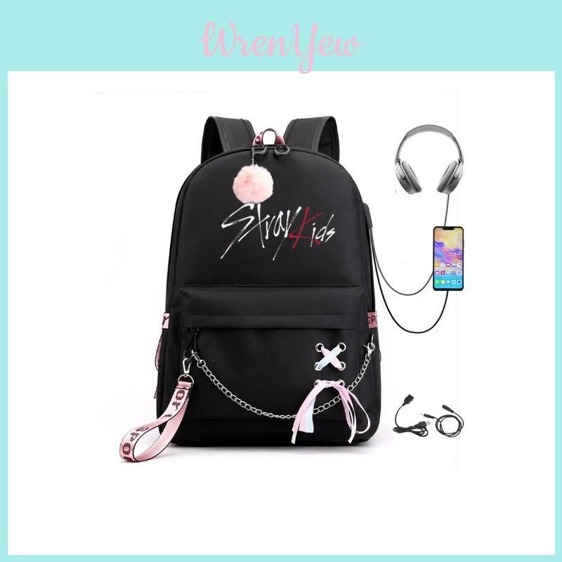 Stray Kids Foldable Polyester Book Bag With Spacious Compartments For Students