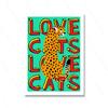 Love Cats Tiger Leopard Портрет Синий Художественный Принт Мультфильм Детская Комната Настенный Плакат Цитата Красочный Прохладный Холст Картина Домашний Декор