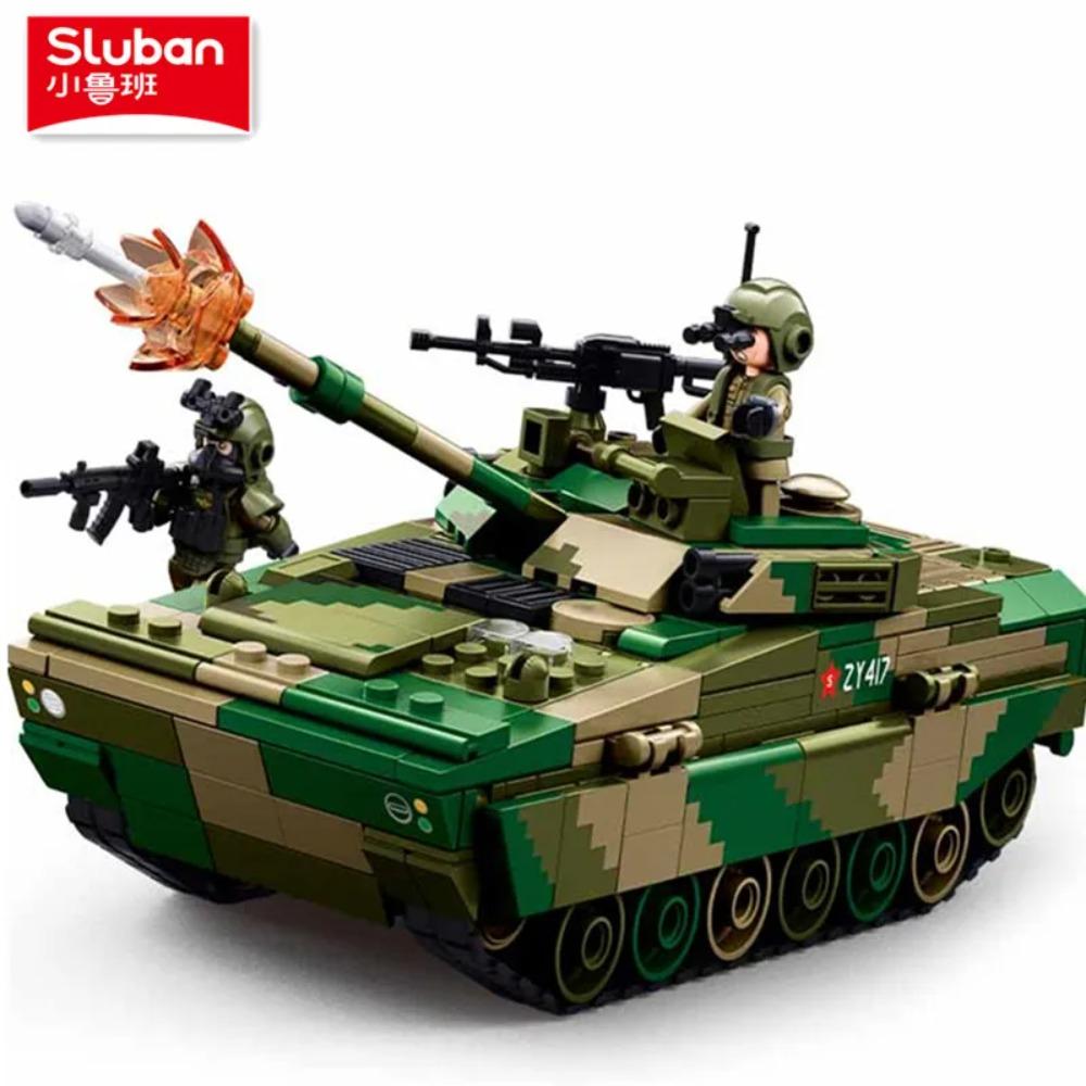 Sluban Военный Танк Бронированная Машина Набор Строительных Блоков с Фигурками Солдат Военные Строительные Блоки Образовательные Игрушки для Детей