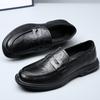 Men's Shoes 2025 Spring New Leather Platform Foot Cover Dress Business Leather Shoes Men's One-pedal Casual Doudou Shoes