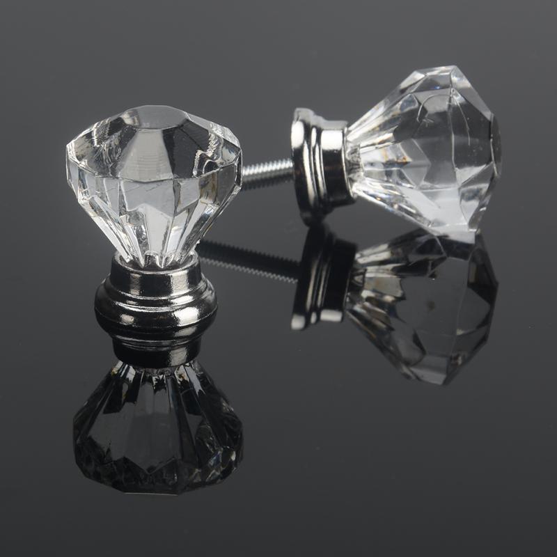 12 шт., хрустальная стеклянная дверная ручка, алмазная ручка для ящика, шкафа, мебельная ручка, набор с крепежными винтами