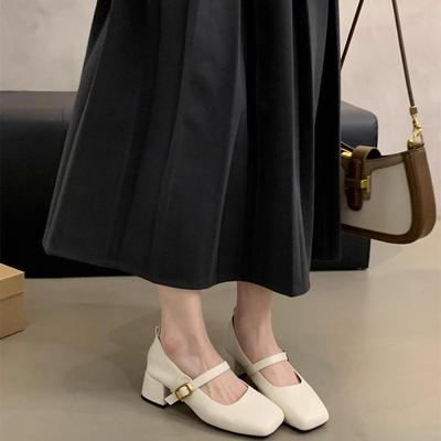 Ретро квадратный носок, открытый рот, толстый каблук, одинарные туфли женские, весна-осень, новые, французский вечерний бриз, фея, мягкая кожа, Мэри Джейн, маленькая кожаная ш