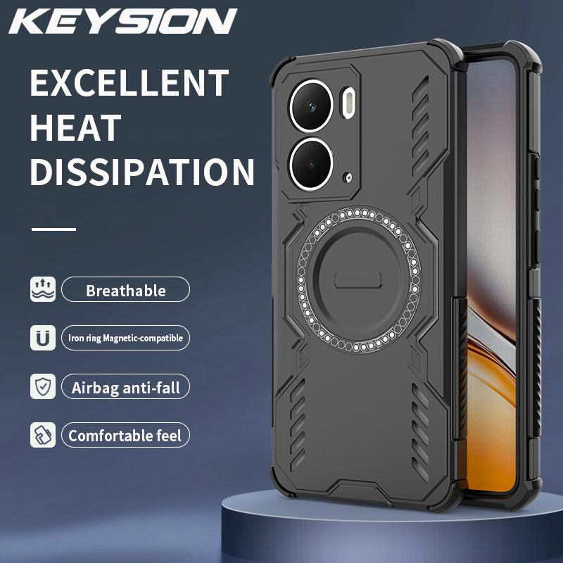 KEYSION Полый чехол для отвода тепла для Realme P3 5G Силикон+ПК Магнитное охлаждение Противоударный чехол для телефона для OPPO Realme P3 5G