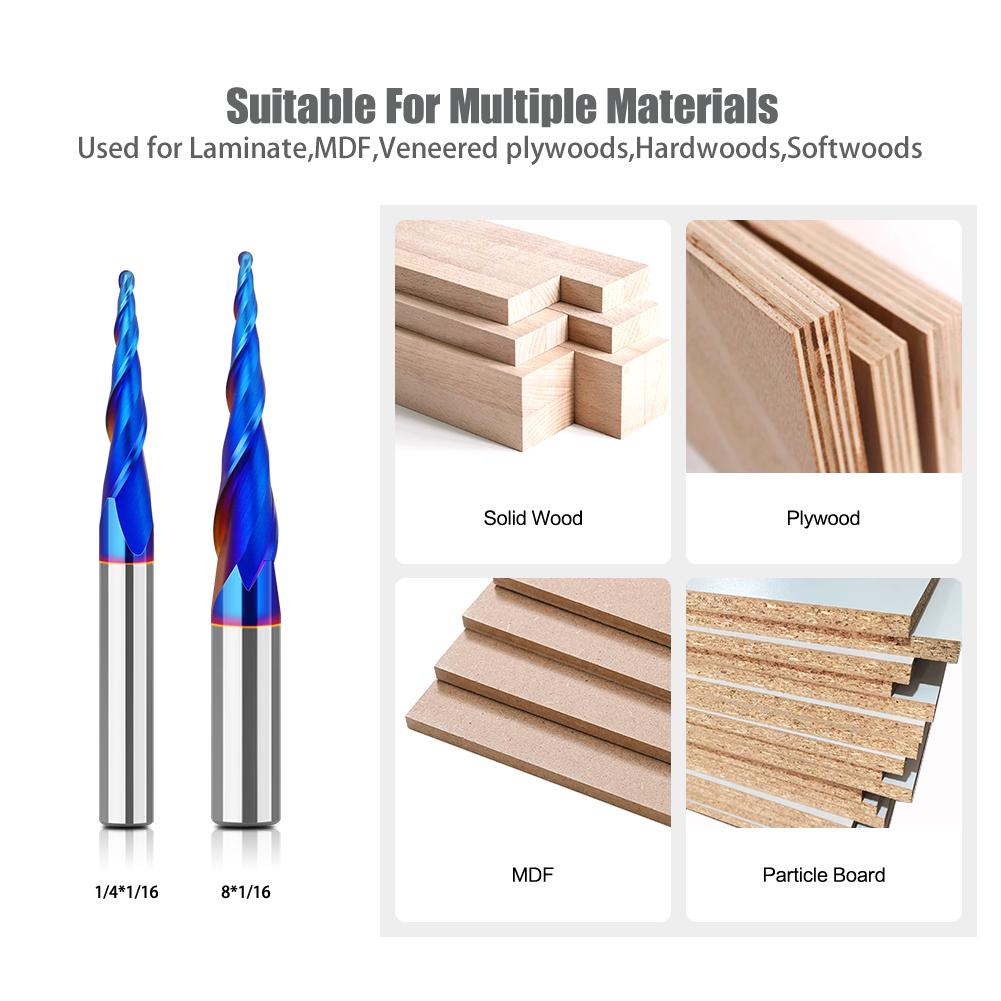 Хвостовик 1/4" хвостовик 8 мм конус 1 шт. Сверло из вольфрамовой стали с нано-синим покрытием Фреза Твердосплавная фреза Фреза для ЧПУ
