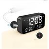 Версия с зарядкой Многофункциональный бесшумный зеркальный будильник для детей, студентов, с большим экраном, цифровой, светодиодный, с музыкой, для рабочих дней