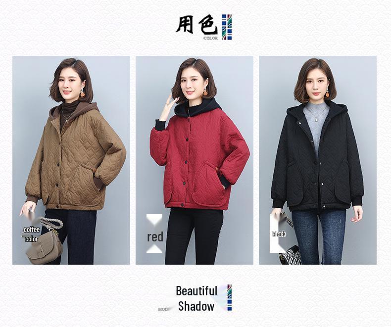 2024 Women's Hooded Thick Cotton Jacket - Casual, Plus Size, Autumn/Winter Outerwear