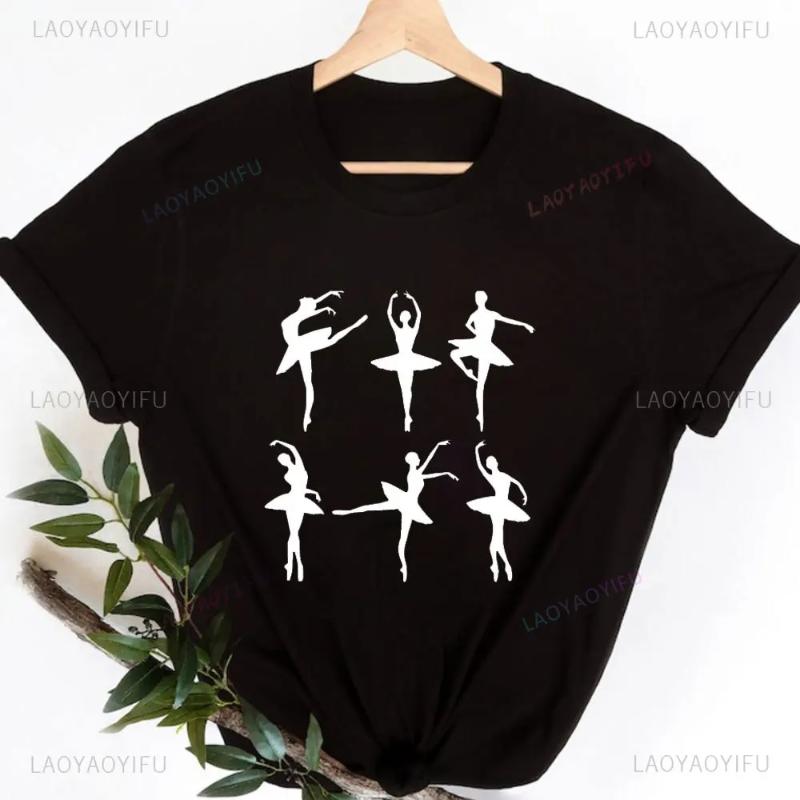 Polyester 100% Ballet Dancer Printed High Quality T-Shirt Women Shirt Aesthetic Clothes Harajuku Graphic T Shirts Tops Aesthetic