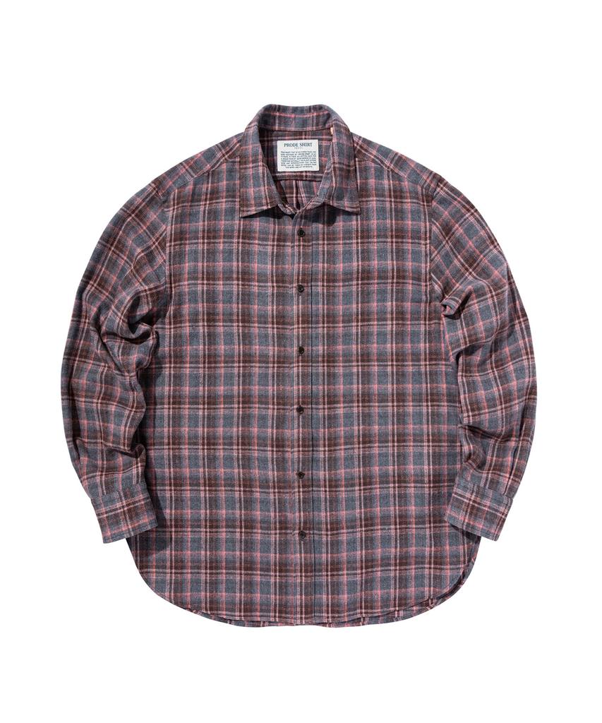PRODESHIRT Vintage Check Flannel Shirt (Pink Gray)