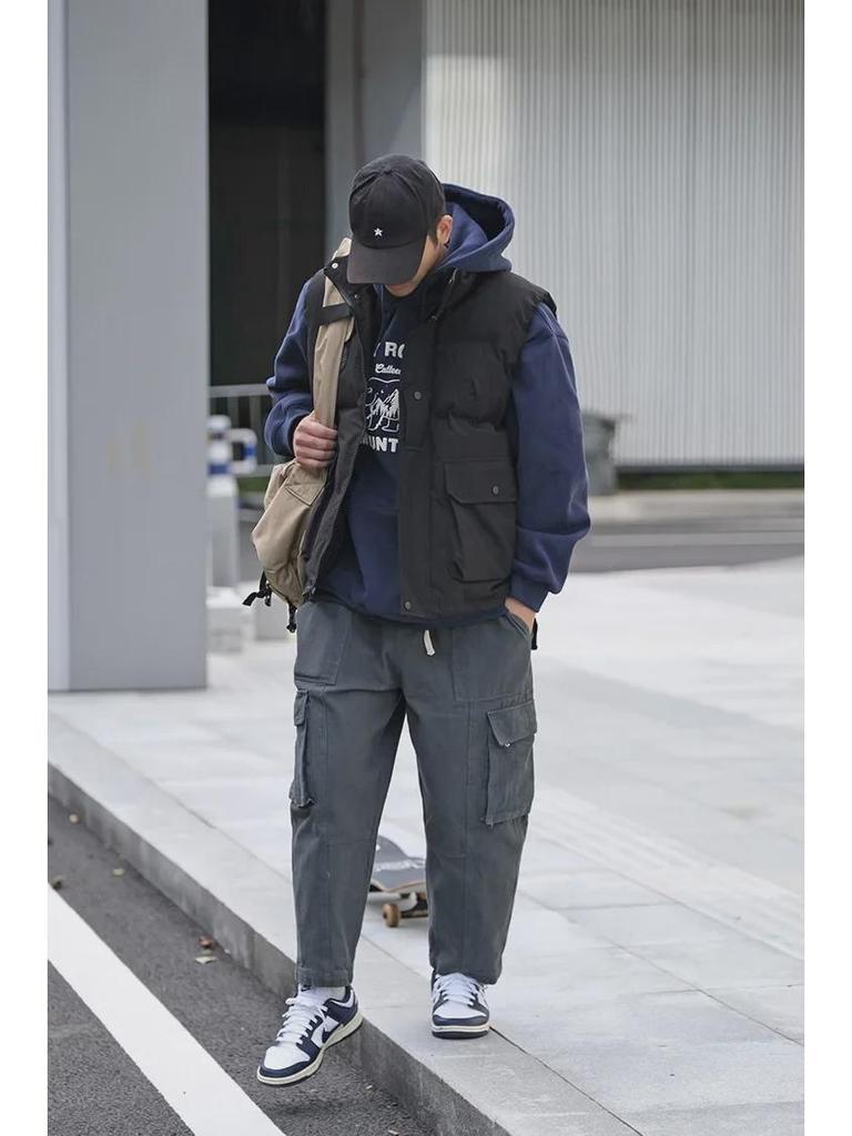 Men's American-Style Cotton Workwear Vest: Warm, Trendy Autumn/Winter Fashion Waistcoat