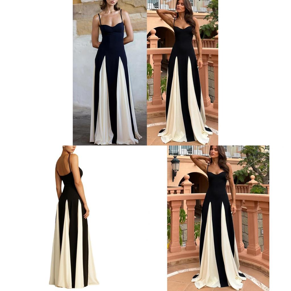 Modern Polyester Splicing Sleeveless Maxi Dress For Casual Summer Wear