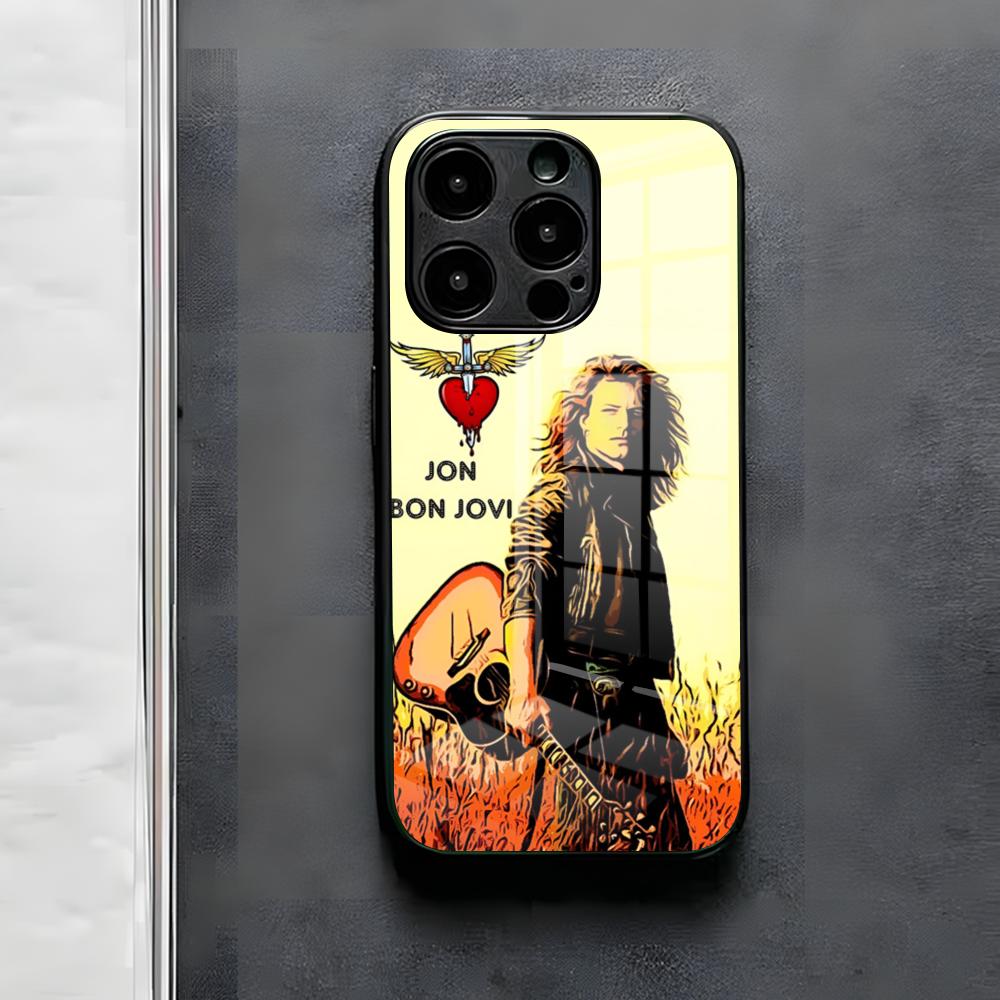 Чехол для телефона Rock Band B-Bon Jovi Forever для IPhone 17 Air 16 E Pro Max 15 14 13 Mini 12 Pro 11 Max Plus Черное Стеклянное Покрытие