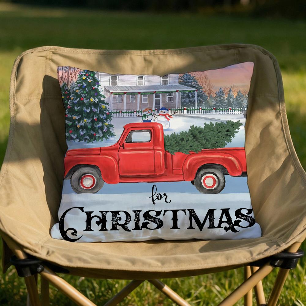 Christmas Red Candle Cushion Cover Soft Reversible Durable Pillow Cover MultiScene Use for Home Car Daily Comfort