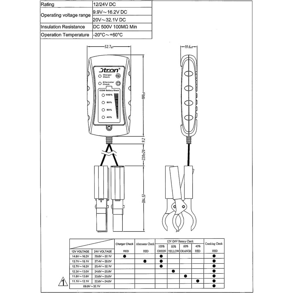 Тестер автомобильного аккумулятора 12 В/24 В постоянного тока со светодиодной подсветкой, диагностический тестер для автомобилей, мотоциклов, грузовиков, проверка аккумулятора
