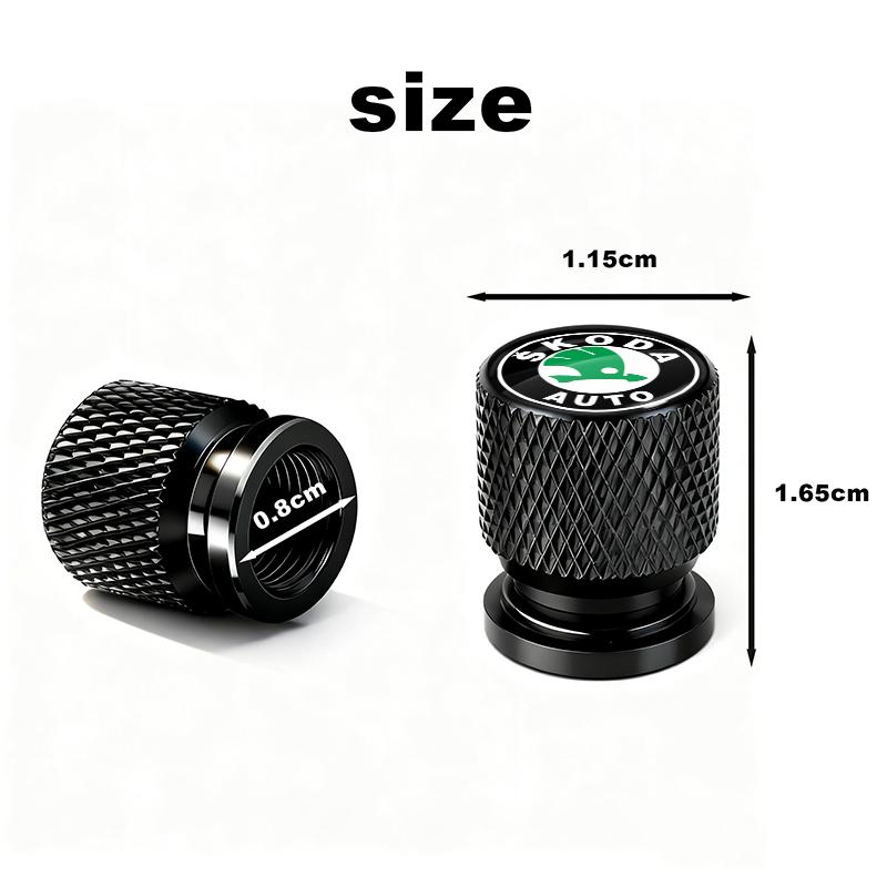 HRQB8 Car Tire Valve Stems Cap Aluminum Tyre Wheel Stem Air Valve Cover Airdust For Skoda Octavia Fabia Kamiq Kapoq Rapid SCALA Superb