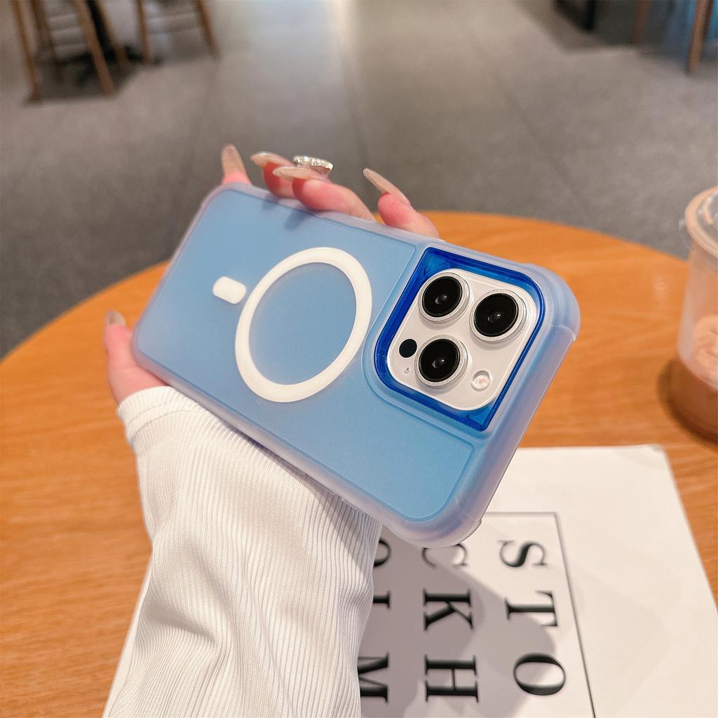 For IP16promax Magnetic Defense Three-in-one Transparent TPU+PC Upper and Lower Cover Ins Wind and Anti-fall Mobile Phone Case