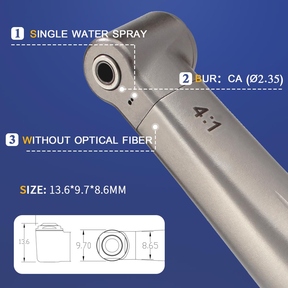 Стоматологический низкоскоростной наконечник AI-X15 Зеленое кольцо 4:1 угол снижения скорости одиночного распыления воды не оптический противоположный для лечения корневых каналов
