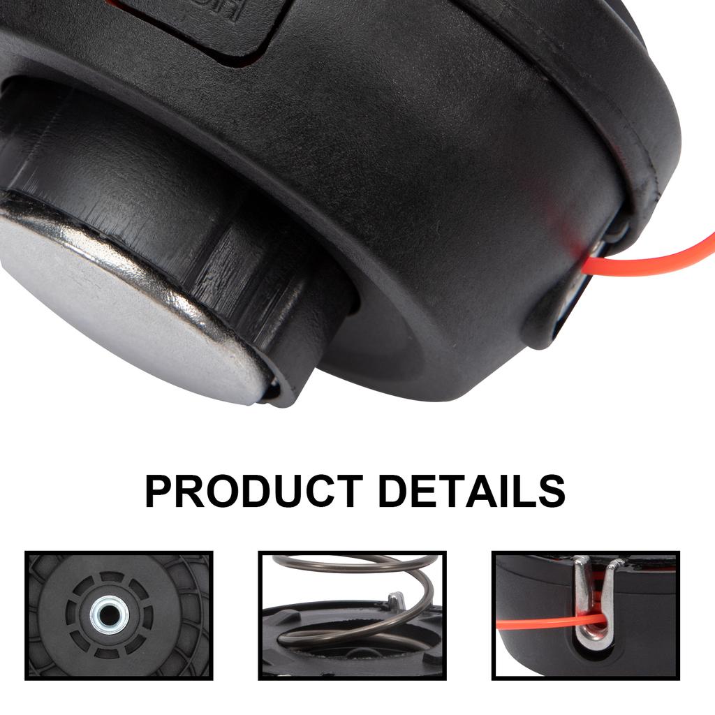 Двойная резьбовая головка M10 x 1,25 мм с левой резьбой и резьбой 2,4 мм x 15 м для сменной катушки с нитью для триммера и кустореза