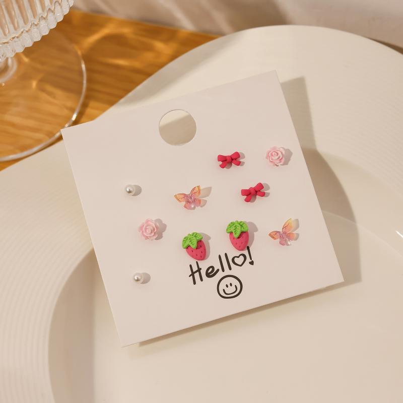 1 Набор Простой и Компактный Набор Сережек-Игл Любовь Геометрическая Комбинация Сережек Милые Сладкие и Универсальные Серьги