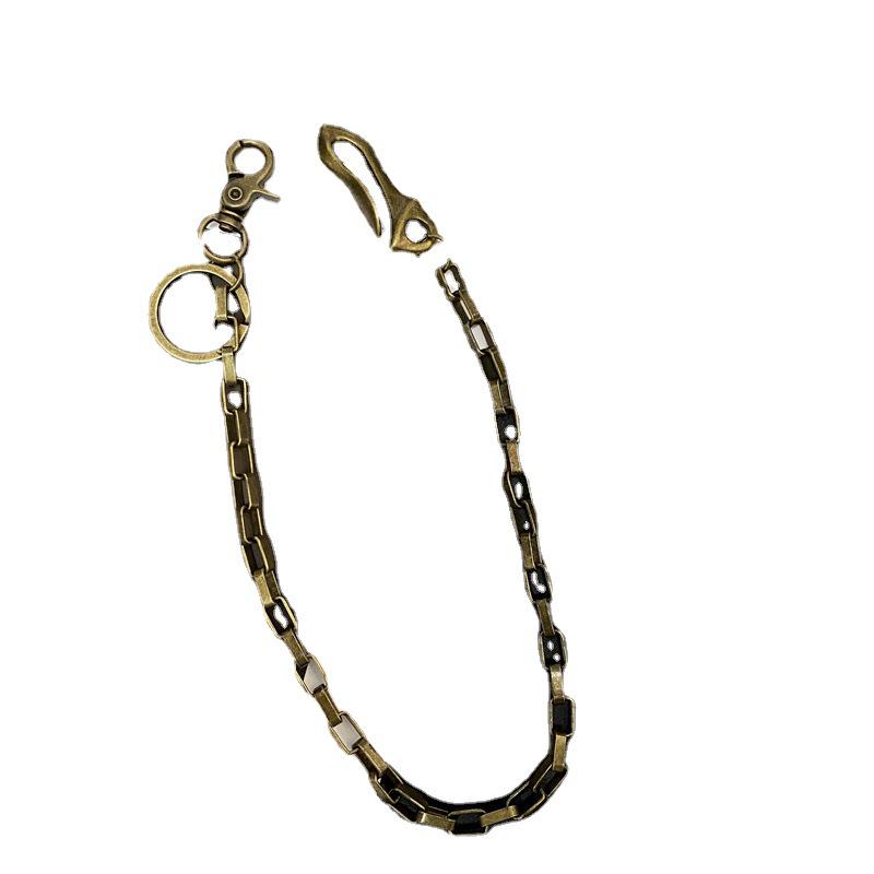 Vintage Bronze Waist Chain: Handmade Hip Hop Punk Biker Anti-theft Wallet Chain