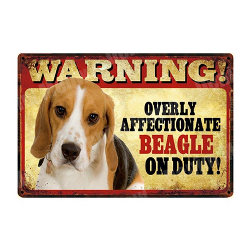 ПРЕДУПРЕЖДЕНИЕ: слишком ласковый домашний питомец на дежурстве, винтажные металлические жестяные вывески, бар, паб, домашний сад, декоративная тарелка, плакаты с собаками, настенный декор N335