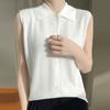 Белые майки женские летние 2025 года без рукавов с отложным воротником черные трикотажные майки женские топы JJ278