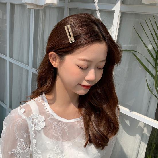 10Pcs Women Hairpins Non-fading Gloss Geometric Duck-bill Clips Anti-slip Non-falling Hollow Out Metal Openwork for Daily Wear