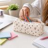 Bow & Heart Print Pencil Case Large Capacity Stationery Bag Simple Pen Bag  Students