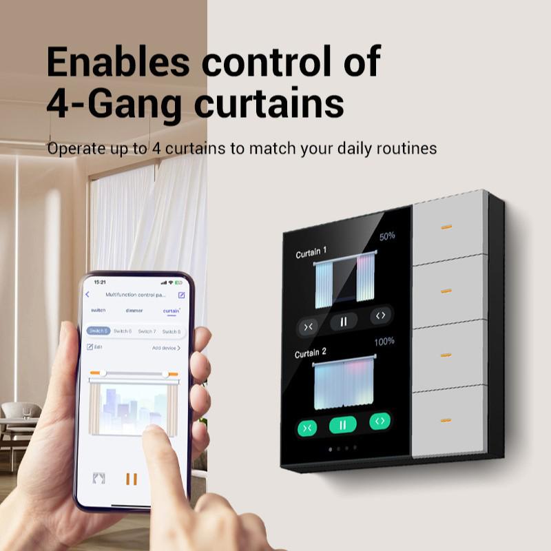 Tuya ZigBee 3,5-дюймовый сенсорный диммер и переключатель штор