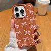 Розовый чехол с бантом для Samsung Galaxy S25 S24 S23 Ultra S22 S21 S25FE S20FE S24FE S23FE Матовый мягкий чехол из PU-кожи