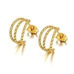 ins wind light luxury stainless steel earrings women's trend plated 18K titanium steel earrings European and American simple multi-layer earrings