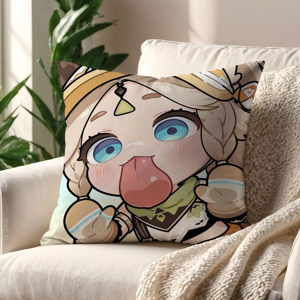 Kawaii Chibi Genshin Impact Characters cushion cover For Pillow Printing Sofa Decoration Home Car Room Office Nordic Simplicity