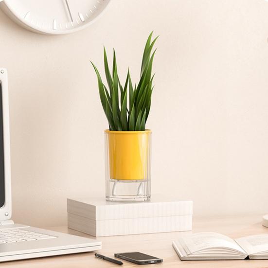 Самополивающийся горшок с дренажным отверстием для комнатных и уличных гидропонных растений, глубокий видимый резервуар, кашпо для цветов с фитильным шнуром