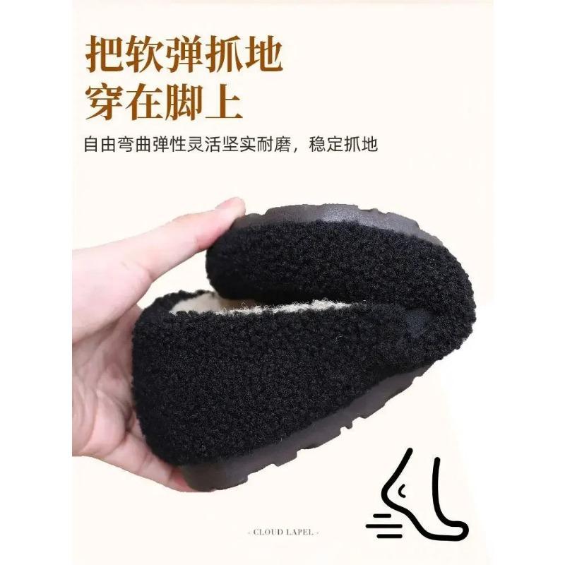 Модные хлопковые туфли женские зимние новые плюшевые теплые модные удобные туфли на плоской подошве без застежек для отдыха на мелкой подошве мягкие нескользящие туфли Zapatos De Mujer