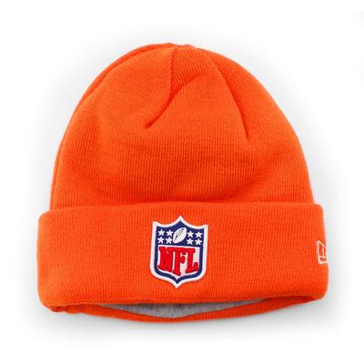 Шапка бини вязаная с отворотом и логотипом SHIELD New Era Оранжевая [Б/У]