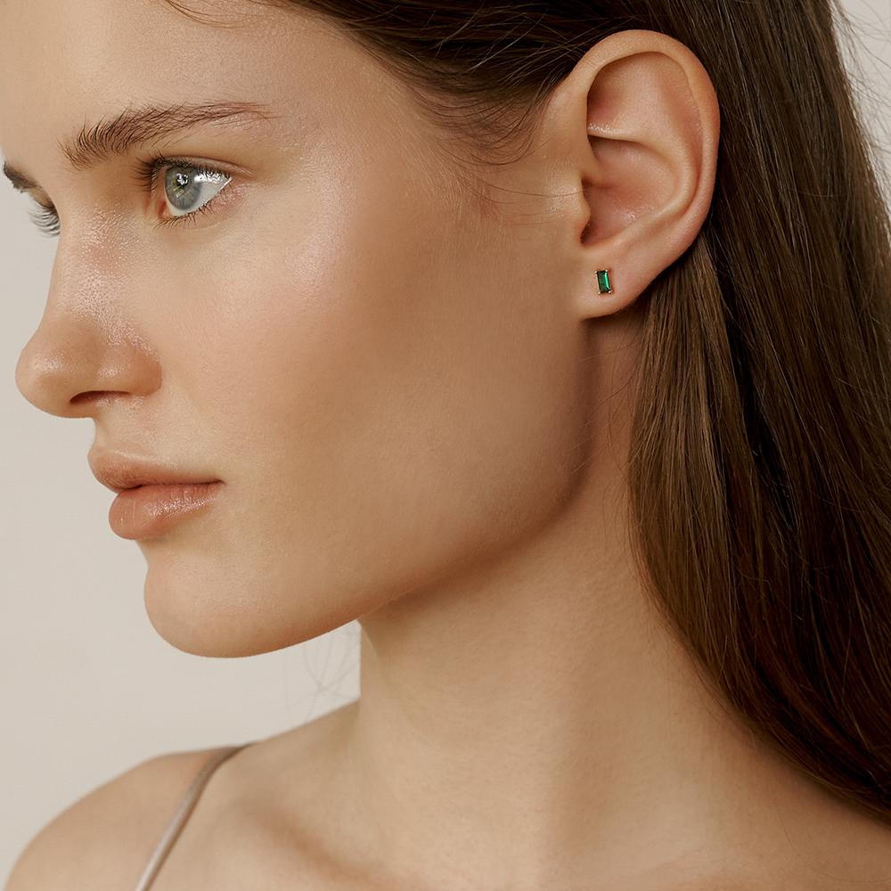 Пирсинг Lunne 14K с изумрудной багетной кубической цирконией (14-каратное золото) #Lfpi01