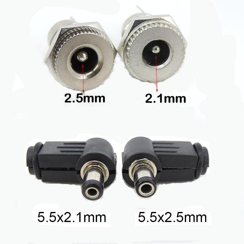 5.5mmx2.1mm DC Power Jack Male Female Socket Panel Mount Connector Dust Cover Metal DC Male Plug 5.5*2.5mm 2.5mm 2.1mm DC099