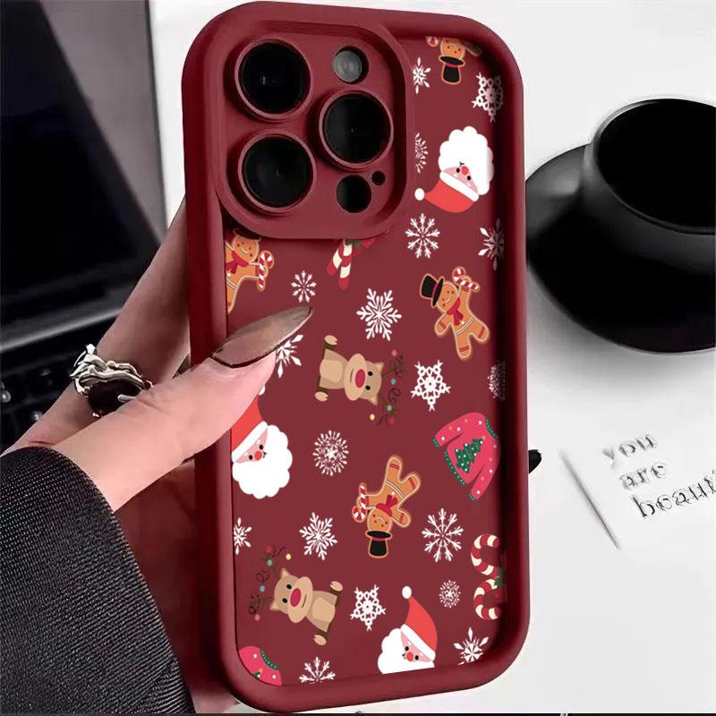 Креативный Милый Чехол для Телефона с Рождественским Узором для Samsung Galaxy S25 S24 S23 S21 S20 5G FE Plus Ultra A15 A35 A54 A55