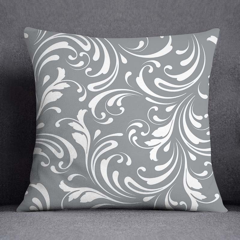 Gray Low White Flower Pattern Home Decoration Pillowcase Square Pillowcase Home Office Decoration Cushion Cover