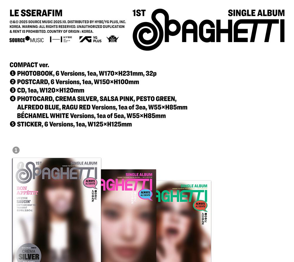 (COMPACT Ver.) LE SSERAFIM [SPAGHETTI] 1st SINGLE ALBUM