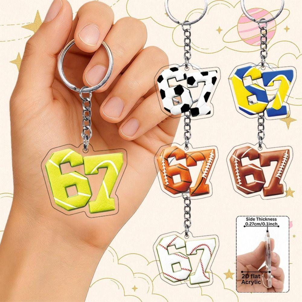 2D Flat Ball Game Keychain Personalised Acrylic Keyring Creative Backpack Charm Creative Gift
