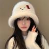 Plush White Stylish Fisherman Hat With Bow For Women Perfect For Fall Winter