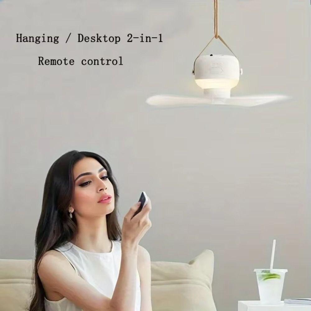 Rechargeable Electric Portable Ceiling Fan LED Lighting Hanging Tripod Fan Outdoor Activities