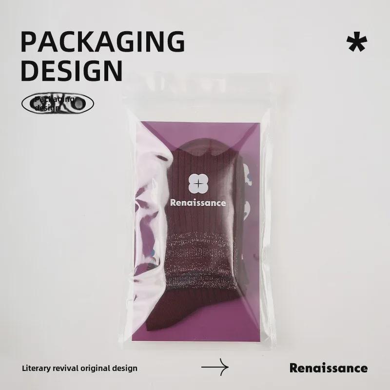 Носки Renaissance Red Silver Silk Lace Mid Tube для женщин, модные универсальные хлопковые носки для осени и зимы